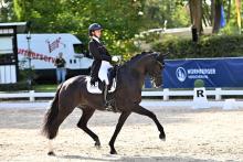 Foto: Charlotte Rogerson (SUI) und Nice Touch erzielten in der Final-Qualifikation zum Nürnberger Burg-Pokal mit 76,537 Prozent das bislang beste Ergebnis in sieben Etappen - Fotograf: Rainer Dill Foto: Charlotte Rogerson (SUI) und Nice Touch erzielten in der Final-Qualifikation zum Nürnberger Burg-Pokal mit 76,537 Prozent das bislang beste Ergebnis in sieben Etappen - Fotograf: Rainer Dill