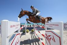 Foto: Berlin Eagles: Philipp Weishaupt mit Lasse K bei der Global Champions League Etappe in Miami Beach - Fotograf: GCL/Stefano Grasso Foto: Berlin Eagles: Philipp Weishaupt mit Lasse K bei der Global Champions League Etappe in Miami Beach - Fotograf: GCL/Stefano Grasso