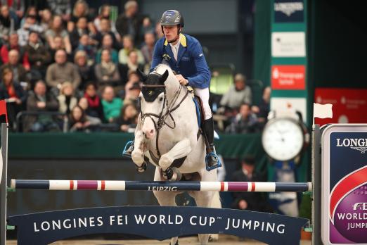 Foto: Stammgast und Rekordsieger Christian Ahlmann, hier mit Colorit, fehlen noch ein paar Punkte, um das Finale im Longines FEI World Cup zu erreichen - Fotograf : Sportfotos-Lafrentz