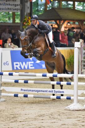 Foto: Patrick Döller und Chatanno gewannen die 2. Abteilung im L-Springen in Rulle. - Fotograf: Karl-Heinz Frieler