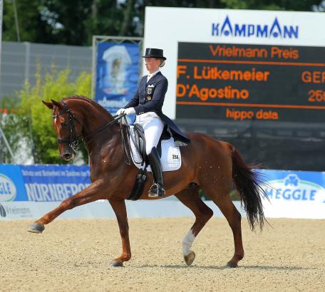 Foto: Fabienne Lütkemeier mit D'Agostino beim Internationalen Dressurfestival in Lingen 2013 - Fotograf: sportfotos-lafrentz.de