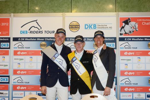 Foto: David Will, Marcus Ehning und Luciana Diniz - Fotograf: Karl-Heinz Frieler