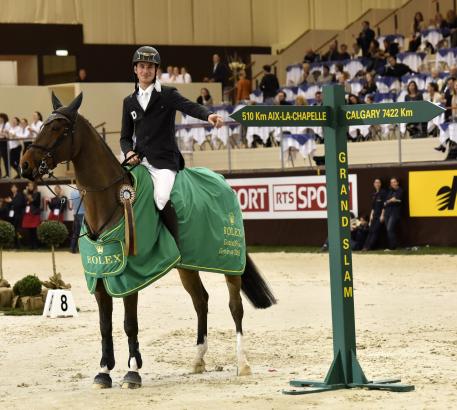 Foto: Steve Guerdat, winner of the “Rolex Grand Prix” at the CHI Geneva 2015 - Fotograf: Rolex Grand Slam of Show Jumping/Kit Houghton