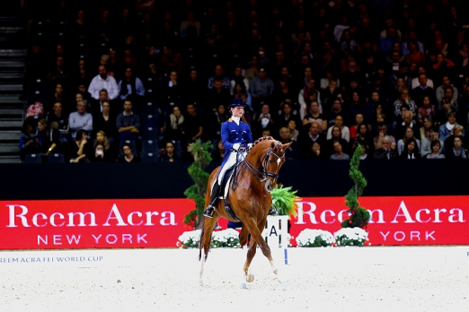 Two-time series champions, Adelinde Cornelissen and Jerich Parzival NOP, won the second leg of the Reem Acra FEI World Cup™ Dressage 2014/2015 Western European League at Lyon, France tonight. (FEI/Pierre Costabadie) 