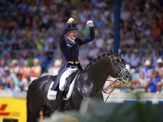 Foto: Matthias Alexander Rath und Totilas nach ihrem Sieg im MEGGLE-Preis beim CHIO Aachen 2014 - Fotograf: Aachen 2015/ Arnd Bronkhorst