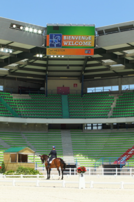 Stade d’Ornano, main venue for the Alltech FEI World Equestrian Games™, opened its doors to two days of Dressage, with multiple aspects of the Games organisation being trialled as part of the final test events before the 23 August opening ceremony. Test event Dressage was not open to the public, but up to 24,000 spectators have downloaded free invitations for tomorrow’s competitions, the first of two days of Jumping. (FEI/PSV J. Morel)