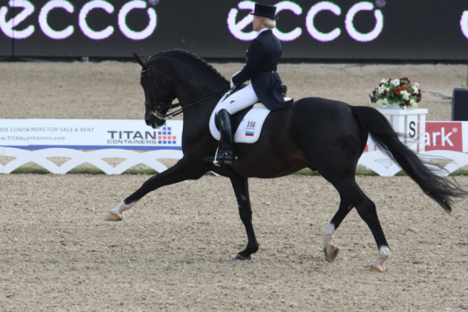 Russia's Elena Sidneva, riding Romeo Star, won the FEI World Cup™ Dressage 2014/2015 Central European League. (FEI/Katya Shtatnova) 