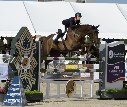 Foto: Harriet Nuttall and A Touch of Imperious helped the British team to victory at the second leg of the Furursiyya FEI Nations Cup™ Jumping 2014 Europe Division 2 League at Odense, Denmark today. - Fotograf: FEI/Annette Boe Østergaard.