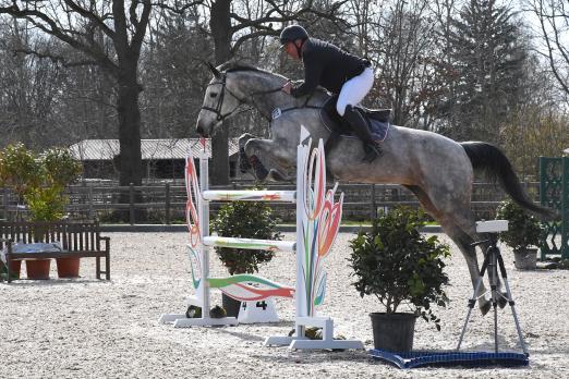 Foto: Feldgoldcrunchy und Sven Thölke aus Rehhorst - bereits am Samstag gewann der Reiter beim Turnierclub Maas J. Hell mit der Stute Fabella das S-Springen der Amateure - nun folgte auch Feldgoldcrunchy mit einem ersten Platz - Fotograf: BM