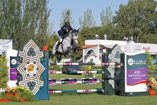 Gerardo Menendez Mieres and Cassino DC produced a brilliant double-clear performance to help Spain to victory in tonight’s Furusiyya FEI Nations Cup™ Jumping 2015 Europe Division 2 leg at Lisbon, Portugal. (FEI/Nuno Pragana)