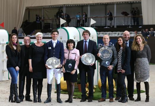 Foto: Part of the staff from San Patrignano, Eleonora Ottaviani, Steve Guerdat and Michael Jung during the Année Hippique award in Geneve - Fotograf: IJRC/SGrasso