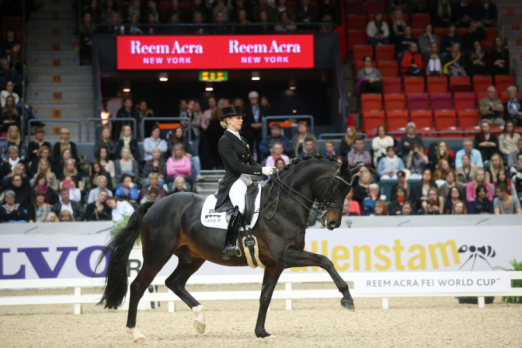 Germany’s Jessica von Bredow-Werndl and Unee BB made it a back-to-back double when, for the second year running, they came out on top at the Reem Acra FEI World Cup™ qualifier in Gothenburg, Sweden today. (FEI/Roland Thunholm) 