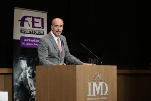 Foto: FEI Executive Board member and Technical Committee chair John Madden (USA) was the keynote speaker during the Event Classification System session at the FEI Sports Forum 2014. - Fotograf: (c) Germain Arias-Schreiber/FEI