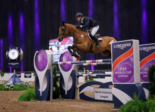 Peter Lutz (USA) and Robin de Ponthual claim victory of the $100,000 Longines FEI World Cup™ Jumping North American League qualifier in Las Vegas (USA). (FEI/Amy McCool) 