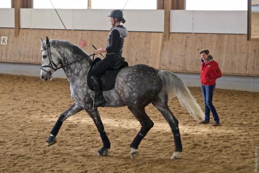 Foto: Loreen Epacher auf Diego mit Trainerin - Fotograf: Daniela Bittner