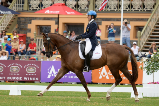 Megan Jones is in the lead after the dressage phase of FEI Classics™ at the Australian International 3 Day Event in Adelaide with Kirby Park Allofasudden - next stop Cross Country on 15 November. (Julie Wilson/FEI) 