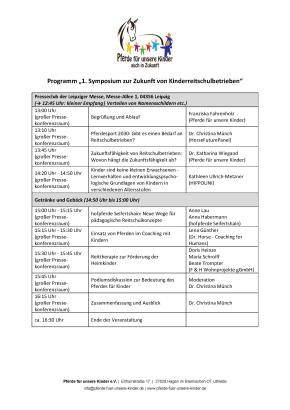 Foto: Das Programm des 1. Symposium "Pferde für unsere Kinder" - Fotograf: Pferde für unsre Kinder