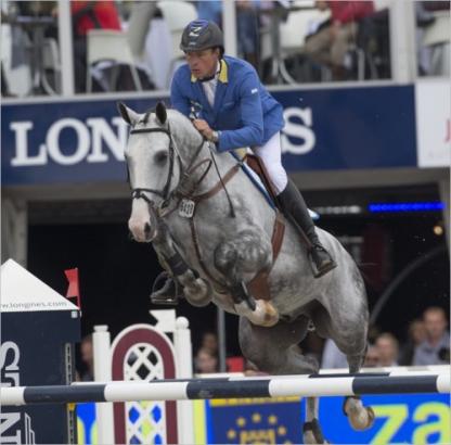 Germany’s Christian Ahlmann steered the Westphalian gelding, Hui Buh, to victory in the six-year-old category at the FEI World Breeding Jumping Championships for Young Horses 2014 at Lanaken in Belgium today. (FEI/Dirk Caremans) 