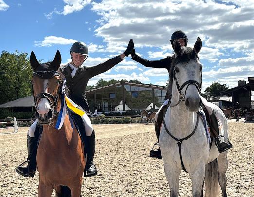 Foto: Zwei ausgesprochen gute Derbykandidaten auf Platz eins im M-Springen für acht Jahre alte Pferde: Irlands Stephan Dubsky aus Verden und Sandra Aufferth aus Ganderkesee mit Tara Hill und Diamaximus - Fotograf: Forkert