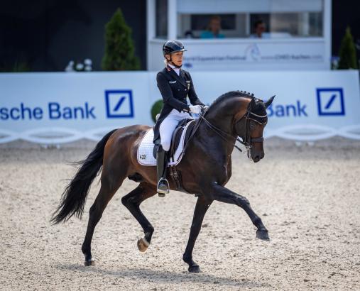 Foto: Zeigt Ingrid Klimke und ihren Franziskus beim CHIO Aachen 2022 - Fotograf: CHIO Aachen/Arnd Bronkhorst