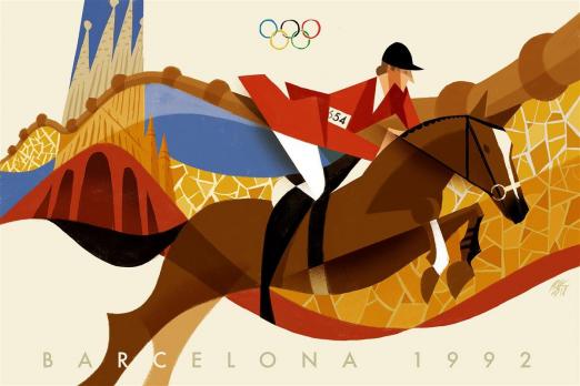 Foto: Illustration zu Ehren von Ludger Beerbaum - Olympia 1992 - von Riccardo Guasco 