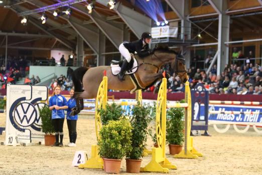 Foto: Das 22. CSI Neustadt-Dosse lockt mit internationalem Springsport - hier Laura jane hackbarth mit Carisma - und erstmals mit der Hengstkörung am gleichen Wochenenende in die Graf von Lindenau-Halle - Fotograf: B. Placzek
