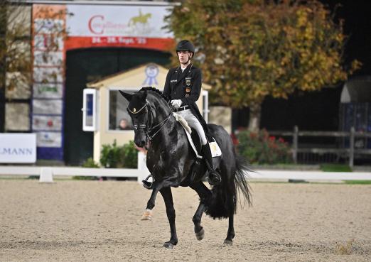 Foto: Piaff-Förderpreis-Finale unter Flutlicht: Moritz Treffinger und Cadeau Noir siegen in Hagen a.T.W - Fotograf: © Foto Rüchel