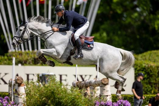 Foto: Dermott Lennon (IRL) gewinnt mit Gelvins Touch die 1. Qualifikation zum Deutschen Spring-Derby - Fotograf: Sportfotos-Lafrentz.de