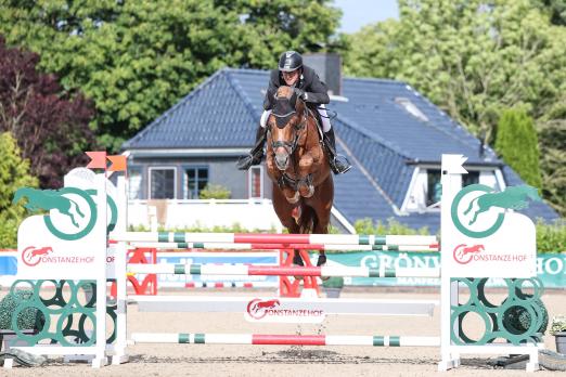 Foto: Valenzano mit Diarmuid Howley kassierte in Ehlersdorf die Tageshöchstnote von 8,5 und damit den Sieg in der Springpferdeprüfung Kl. M - Fotograf: ACP Andreas Pantel