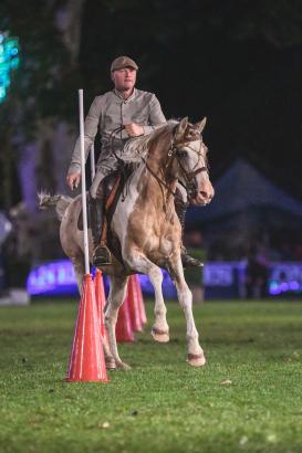 Foto: Erst als Schaunummer in der PferdeNacht, in diesem Jahr als fünfte Wettbewerbs-Disziplin in Wiesbaden: Working Equitation - Fotograf: Tomspic.com