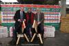 Foto: Martin Buhl-Wagner (Messe Leipzig), Oliver Hoberg (Spezialist für Reitböden) und Volker Wulff (Veranstalter) bei der Auftaktpressekonferenz in den Stallungen der PARTNER PFERD - Fotograf: ACP-Fotografie-Pantel