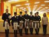 Foto: Siegerehrung im Grand Prix Special: v.l. Johannes Augustin, Bianca Kasselmann, Ilka-Kerstin Geiss, Jana Kun, Michelle Hagman, Nicole Wego und Richterin Ute von Platen - Fotograf: ADC