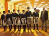Foto: Siegerehrung Grand Prix Special: v. l. Bianca Kasselmann, Michelle Hagman, Friederike Hahn, Josephine Rosen, Andrea Timpe, Marc-Patrick Fritz, Antonio do Vale und Richter Ralph Schmidt - Fotograf: ADC