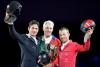 Foto: Das Treppchen vom Vorjahr - Rich Fellers, Steve Guerdat und Pius Schwizer - Fotograf: FEI