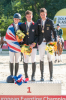 Individual medallists (L to R) Great Britain’s Sophie Beaty (silver), Great Britain’s Will Furlong (gold) and Germany’s Christoph Wahler (bronze). (FEI/Leszek Wójcik) 