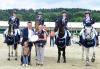 Foto: Siegerehrung im Nationenpreis der Ponyreiter mit dem siegenden Team aus Großbritannien mit Equipechefin Katrina Moore und Francois Kasselmann - Fotograf: Mark Große Feldhaus