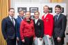 Foto: Gruppenbild v.l.n.r.: Markus Brinkmann, Klaus Brinkmann (beide Geschäftsführer Pikeur), Isabell Werth (Dressurreiterin) , Julia Krajewski (Vielseitigkeitsreiterin), Marco Kutscher (Springreiter), Dr. Dennis Peiler (Geschäftsführer DOKR) - Fotograf: Stefanie Marschik