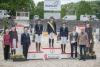Foto: Siegerehrung der Baden-Württembergischen Meisterschaft (von links: Turnierleiterin Sport Dr. Danièle Vogg, Dr. Astrid von Velsen-Zerweck, Leiterin Haupt- und Landgestüt Marbach, die zweitplatzierte Elena Dürr, der neue BW-Meister Michael Jung, die Dritte Faye Füllgraebe-Jung, Turnierleiterin Finanzen Dr. Anna Fecke und Ole Christian Gunzenhäuser vom Landesverband Baden-Württemberg - Fotograf: TOMsPiC