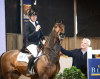 Foto: Im Bild der stolze Gastgeber Thomas Casper vom Gestüt Birkhof mit dem Stargast David Will auf dem Hengst Diamant de Casall - Fotograf: Gestüt Birkhof