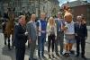 Foto: Gute Laune vor dem CHIO Aachen 2018 (v.r.): Carl Meulenbergh, CHIO-Maskottchen Karli, Marcel Philipp, Laura Klaphake, Sönke Rothenberger, Frank Kemperman und Prof. Dr. Jan Borchers - Fotograf: CHIO Aachen/ Holger Schupp