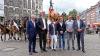 Foto: Es zeigt v.l. Carl Meulenbergh, Marcel Philipp, Monica Theodorescu, Marcus Ehning, Steffen Simon und Frank Kemperman. Im Hintergrund die Aachener Stadtreiter - Fotograf: CHIO Aachen 