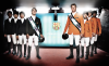 Dutch star Jeroen Dubbeldam (NED), right, and Sergio Álvarez Moya (ESP) in fighting mode as they lead their teams onto the FC Barcelona pitch at Camp Nou in the countdown to the Furusiyya FEI Nations Cup™ Jumping Final at Real Club De Polo de Barcelona (24-27 September). Polo Club members (from left) Victor Gonzalez, Sofía Zambrano and Virginia Graells joined the Spanish team for the day, with Carlota Vilarrubí, Blanca Gil and Yago Mercé making up the Dutch squad. (FEI/Dan Rowley) 