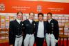 Foto: Vier Dressurdamen, vier Stammgäste des Schafhofs Dressurfestivals: v.l. Jessica von Bredow-Werndl, Isabell Werth, Cheftrainerin Monica Theodorescu und Dorothee Schneider - Fotograf: Sportfoto-Lafrentz.de