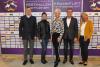 Foto: Vorfreude auf vier Tage Internationales Festhallen Reitturnier Frankfurt: Bundestrainer Springen Otto Becker, Bundestrainerin Dressur Monica Theodorescu, Veranstalter Ann Kathrin Linsenhoff, Klaus Martin Rath und Bettina Schockemöhle - Fotograf: Lothar Krug
