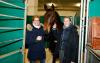 Foto: Trafen als erste in Frankfurt ein: Trainerin Heike Kemmer (Mannschafts-Olympiasiegerin 2008), NÜRNBERGER BURG-POKAL-Finalist Dr. Best und Reiterin Nicole Kirschnick - Fotograf: Karl-Heinz Frieler