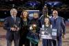 Foto: Toni und Marina Meggle sowie Veranstalter Volker Wulff freuen sich für Dorothee Schneider über die erneute Auszeichnung zum MEGGLE Champion of Honour over all - Fotograf: Sportfotos-Lafrentz