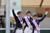 Foto: Medaillentrio U25 auf dem Hof Kasselmann - Silber für Raphael Netz, Gold für Semmieke Rothenberger und Bronze für Jessica Poelman - Fotograf: Stefan Lafrentz