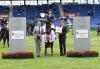 Foto: Sieger im Sparkassen-Youngsters-Cup am Donnerstag, Nicola Philippaerts. An seiner Seite Norbert Laufs (Vorstandsvorsitzender Sparkasse Aachen) und Thomas Förl (Aufsichtsratsmitglied ALRV) - Fotograf: CHIO Aachen/ Franziska Sack